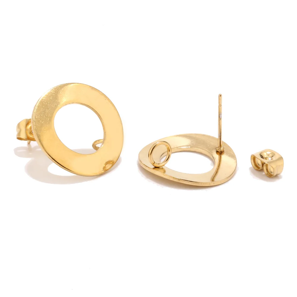 Полые круглые петли для сережек серьги из нержавеющей стали золотого цвета