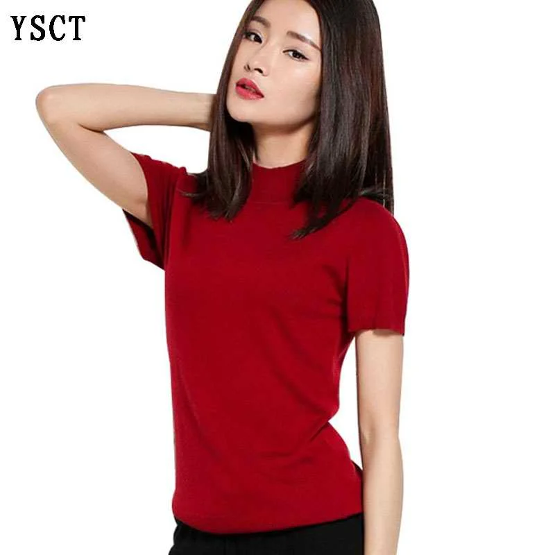 YUNSHUCLOSET 2017 Женский Стильный вязаный свитер жилет короткий рукав в полоску тонкий