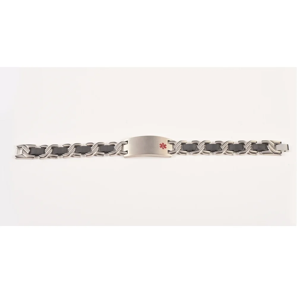 Wollet Jewelry Medical Alert ID Bracelet Bangle for Men Magnetic Stainless Steel Ceramics Chain Link Black | Украшения и