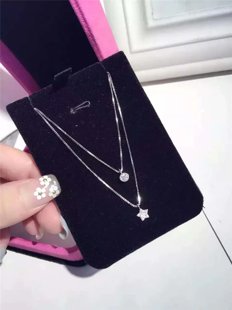 

2019 New Arrival Real 925 Sterling Silver Trendy Designer Women Necklace Fashion Designer Sparkling Zircon Pentagon Star Pendant