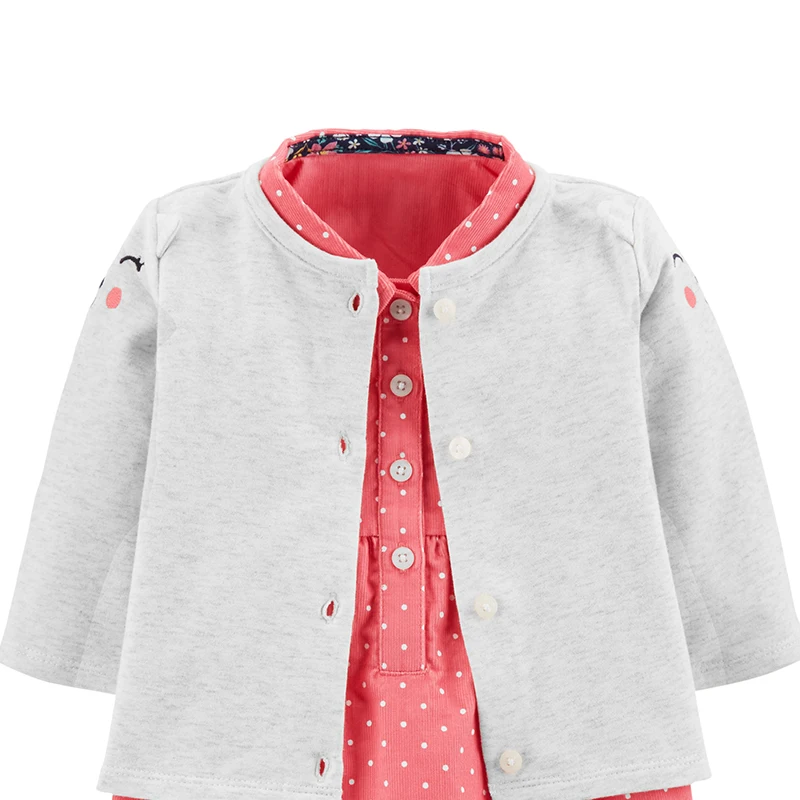 2pcs polka dot kitty face with 3D ears Dress Cardigan Set Carter's baby girl fall winter clothing 127H296 | Мать и ребенок