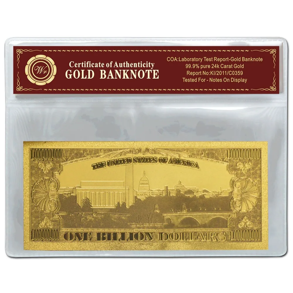 Цветная 3D пластиковая рамка с банкнотой в виде банкнот золотистого цвета