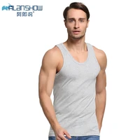 alanshow men cotton tank tops underwear mens undershirt transparent shirts male bodyshaper fitness wrestling singlets