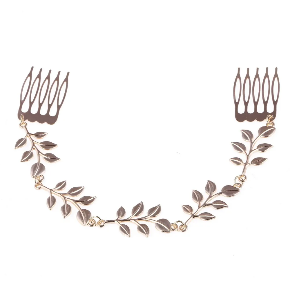 Модный золотой цвет двухсторонний гребень для волос в виде листьев заколки