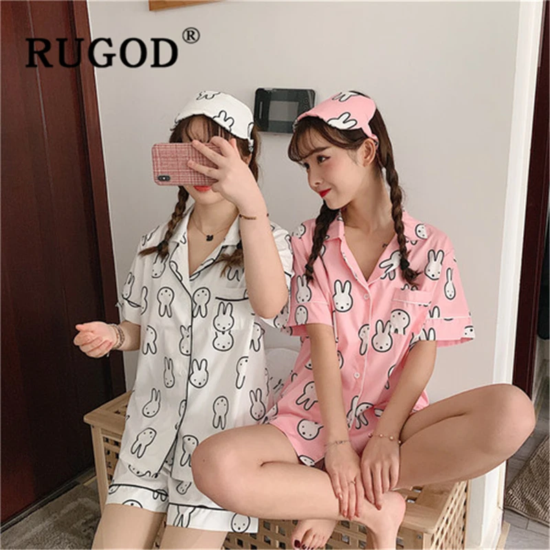 RUGOD, 9 цветов, летняя женская пижама, повседневная, 3 штуки, короткий рукав и короткий, пижама, женская мода, мультяшный принт, Пижама для женщин