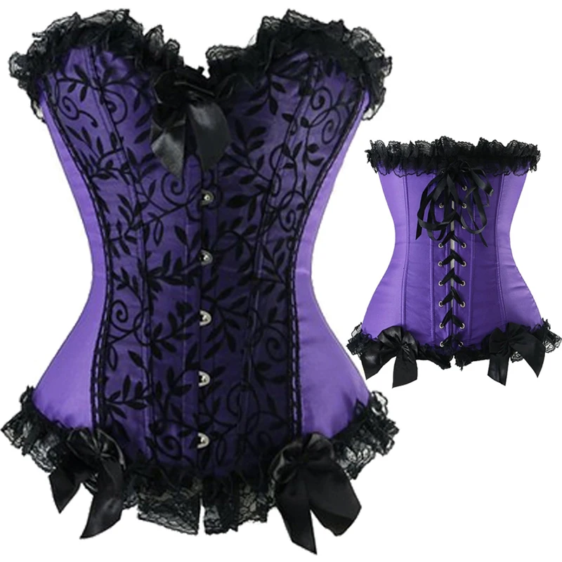 Сексуальное женское нижнее белье с косточками стальной бюстье атласный корсет