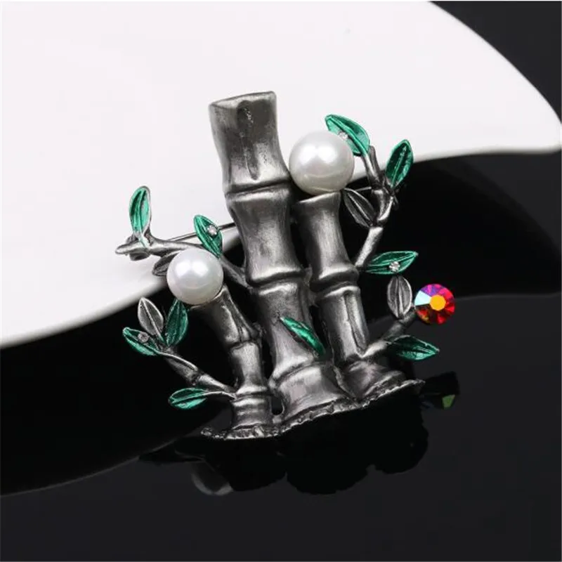 Fashion Vintage Brooch Pin Jewelry 2019 Pearl Pins and Brooches for Women Retro Bamboo Metal Badge Clothes | Украшения и