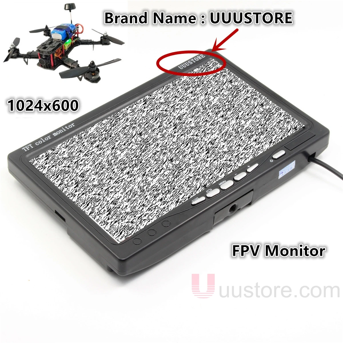

RC FPV Monitor 7" LCD TFT 1024x600 w/XT60 plug Snow Screen No blue FPV Photography for Ground Station DJI Phantom QAV250 QAV280