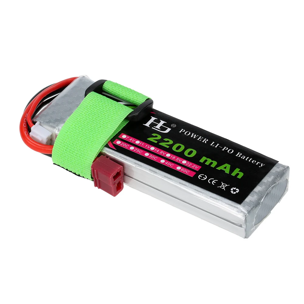 Высокомощная перезаряжаемая батарея 105*34*15 мм 7 4 в 2200 мАч 25C 2S LiPo с Т-образным