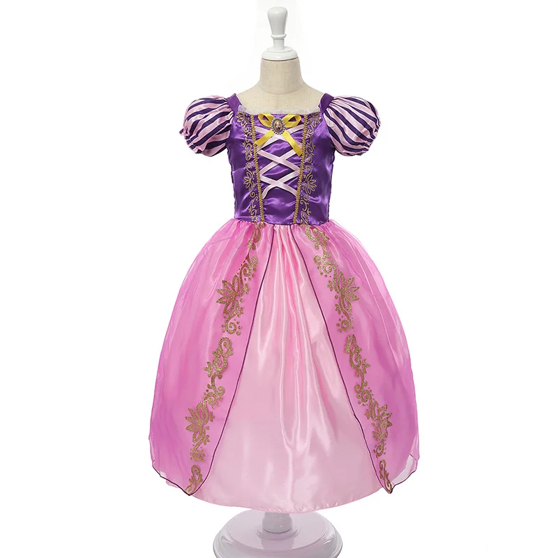 Rapunzel Dress Нарядные платья для девочек; Детский карнавальный костюм Белоснежки; вечерние платья принцессы Рапунцель, Авроры, Белль, Спящей красавицы, Софии - Цвет: Rapunzel Dress