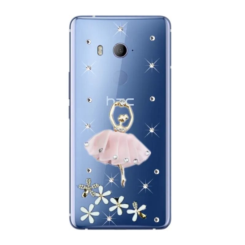 Модный прозрачный чехол со стразами для телефона HTC U11 Life U12 U Play One M7 M8 M9 E8 E9 Plus Desire 12