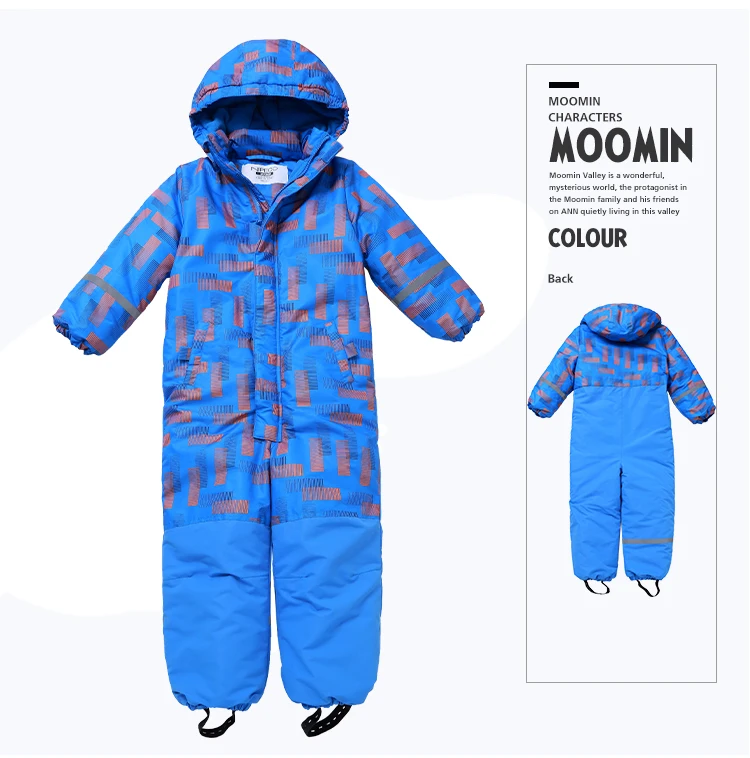 Moomin/ Новое поступление; детский зимний комбинезон; водонепроницаемый Зимний комбинезон на молнии для мальчиков; теплый свободный зимний комбинезон с геометрическим рисунком