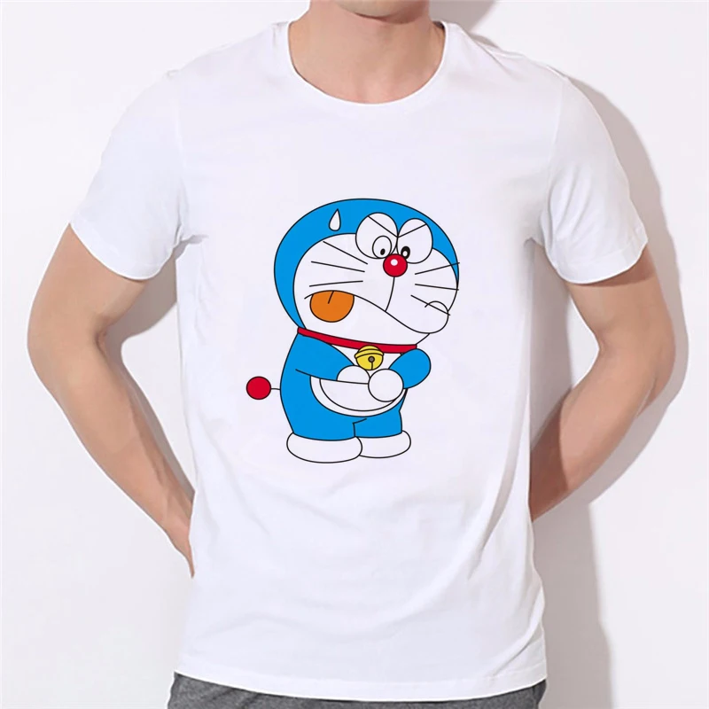 Мужская летняя футболка с мультяшным принтом DORAEMON Повседневная семейная
