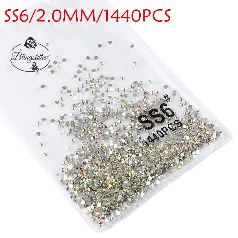 SS3-SS8 1440 шт Супер Блестящий Flatback многоцветный не горячей фиксации стразы для дизайна ногтей украшения обуви и украшение в виде танцующих фигурок - Цвет: AB ss6 1440pcs