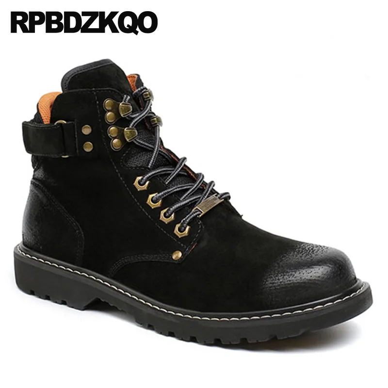 Мужские Винтажные ботинки на шнуровке коричневые из натуральной кожи в стиле