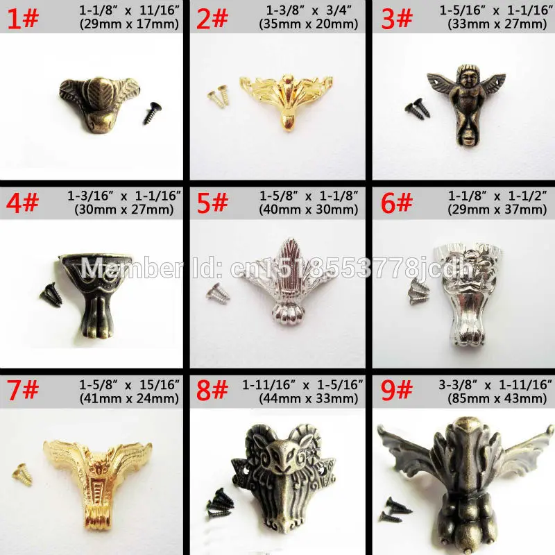 4 шт. античный латунный золотистый Серебристый декоративный сундук для ювелирных