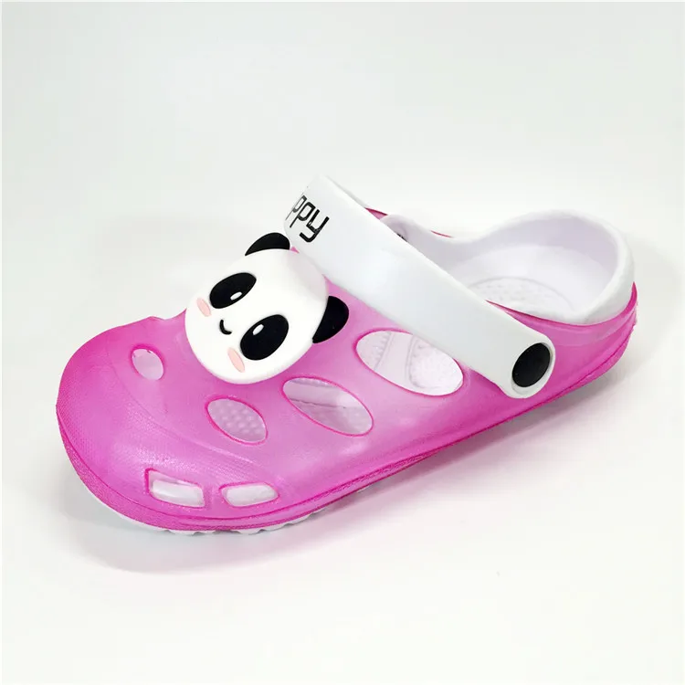 panda rose red 0047 KINE PANDA/детская обувь для девочек и мальчиков; Сабо; летние пляжные домашние тапочки для девочек; сандалии для мальчиков с изображением панды; сандалии с изображением кролика и котенка для детей от 2 до 7 лет - Цвет: panda rose red 0047
