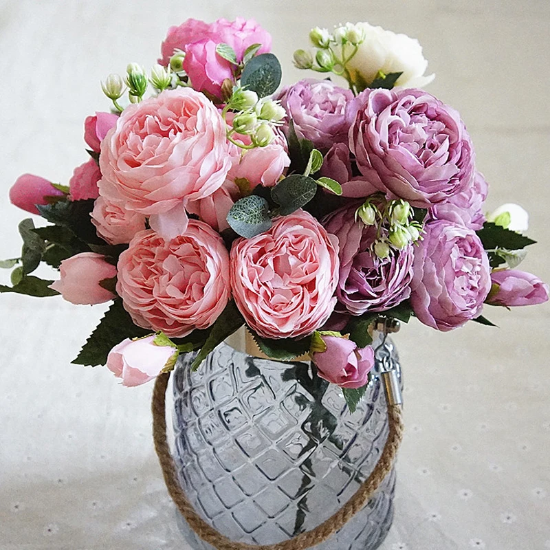 Искусственный цветок пиона для свадебного украшения шелковые цветы роза
