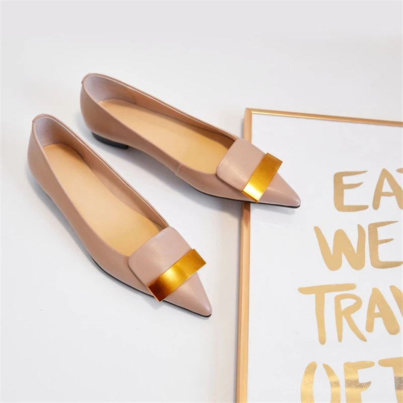 MSSTOR/обувь на плоской подошве с металлическими украшениями Модная повседневная