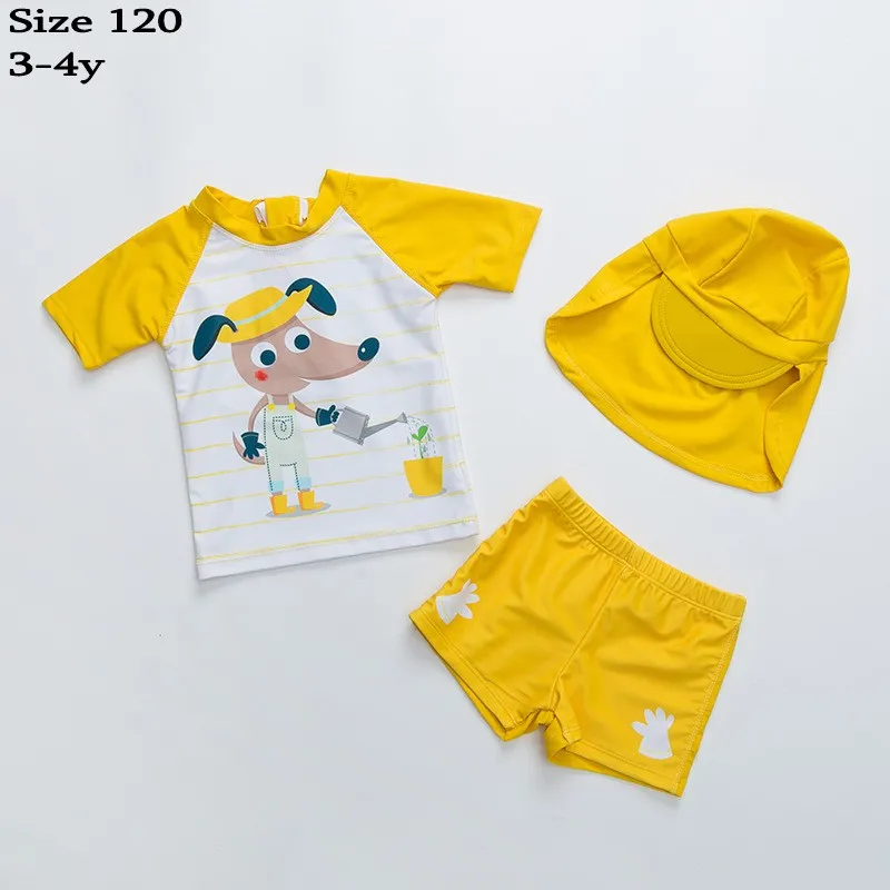 Puppy 120 Комплект из трех предметов в Корейском стиле с фламинго для девочек, летняя детская одежда для купания для девочек пляжная одежда, комплект с шортами для малышей - Цвет: Puppy 120