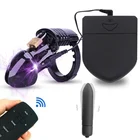 Беспроводной пульт дистанционного управления для мужской клетки для пениса с электрошоком, устройство целомудрия, мужской замок с 5 кольцами Вибрационный петушок для мужской мастурбации