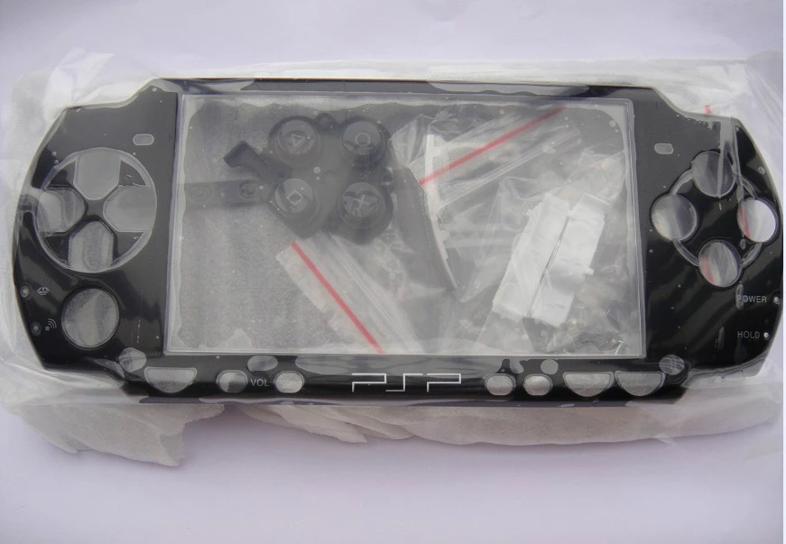 Черные запасные части полный комплект корпуса чехол для PSP 2000 Slim с набором кнопок