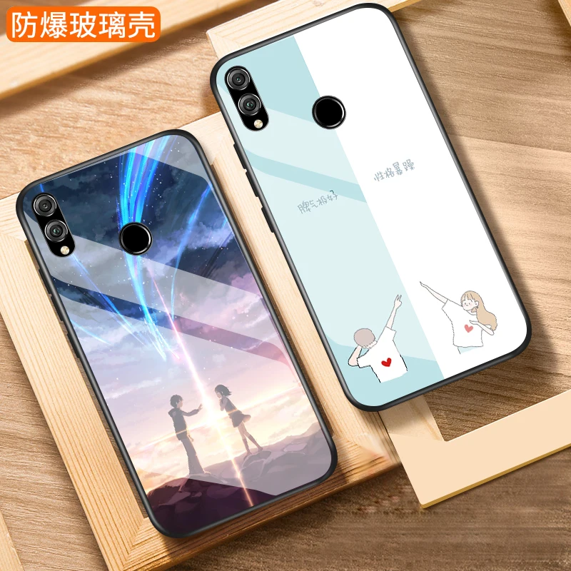 Для Huawei Honor 8C чехол Роскошный силиконовый край с жестким 3D покрытием Закаленное
