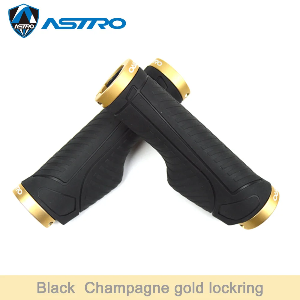 Astro MTB велосипедные ручки, рукоятка для велосипеда, запчасти для велосипеда, аксессуары для горного велосипеда, резиновые велосипедные части, 1 пара - Цвет: Blk Champagne