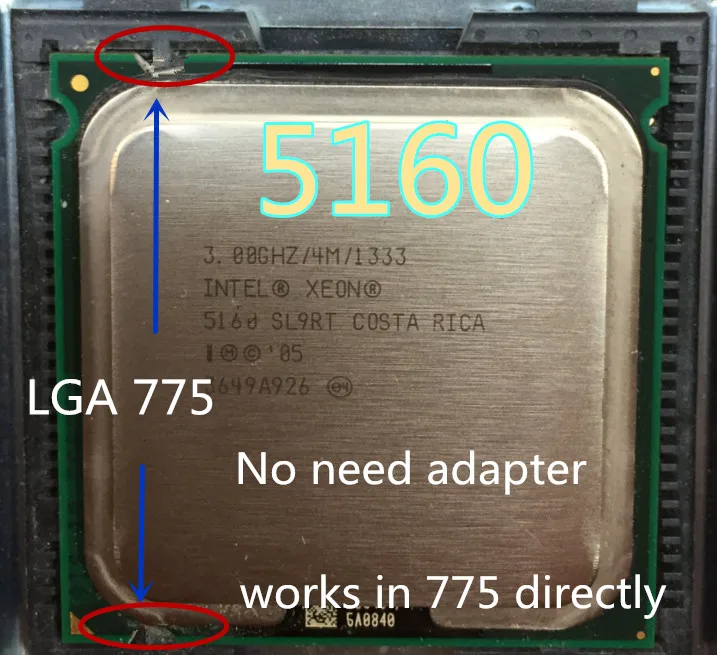 Процессор INTEL 5160 3 0 ГГц 4 м/80 Вт/1333 МГц процессор LGA775 Core 2 Dual E7500 работает на