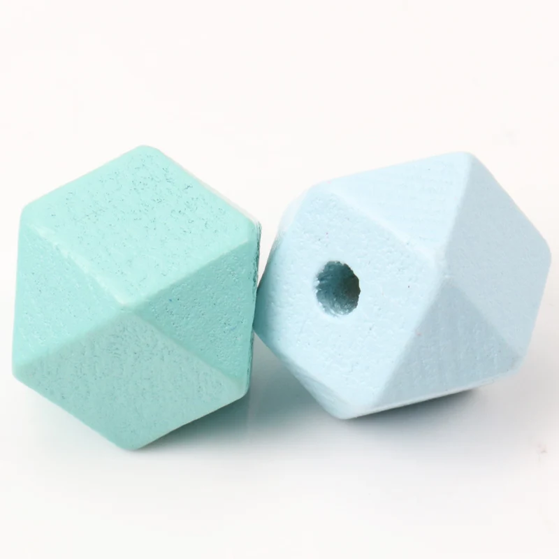 15mm 10pcs Mixed Natural Faceted Wooden Unfinished Geometric Beads For Jewelry making DIY Accessory MT1469X