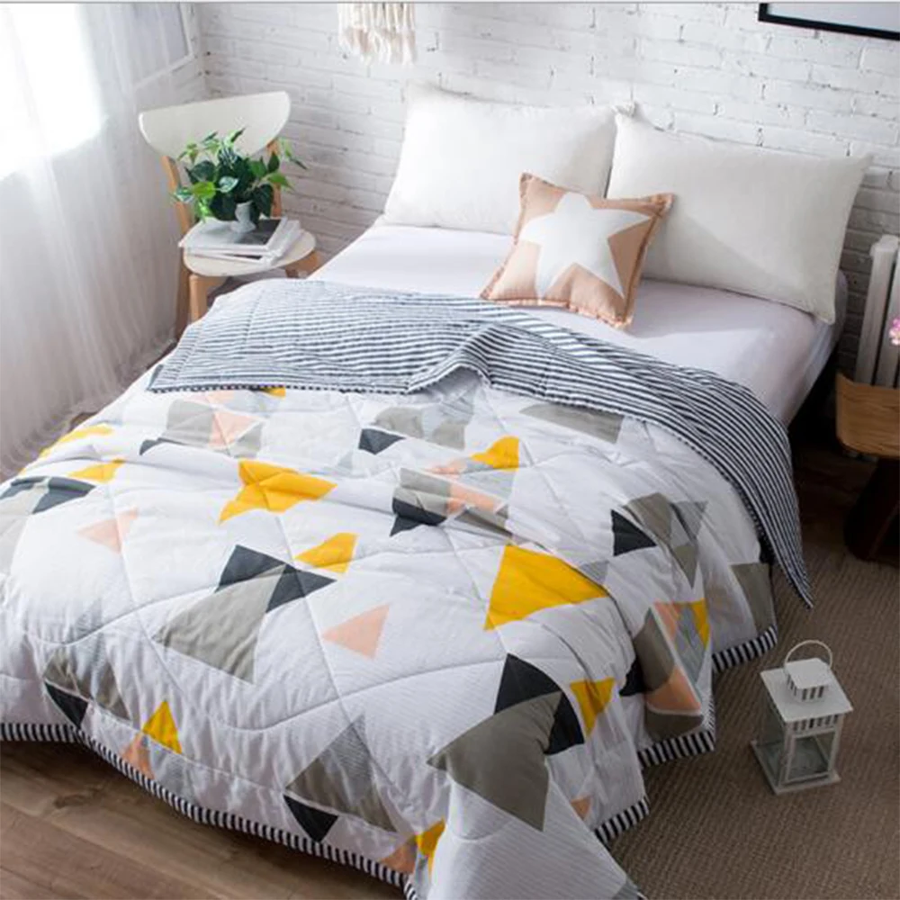 

Printed Cotten Blankets Children Summer Quilts Soft American Cover Blanket Home Decor Soft Blanket for Sofa/Travel Throw Blanket