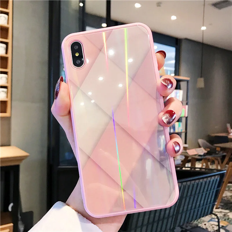 Ослепительная мрамор чехол для iPhone X XS Max XR мягкая ТПУ крышка Закаленное стекло
