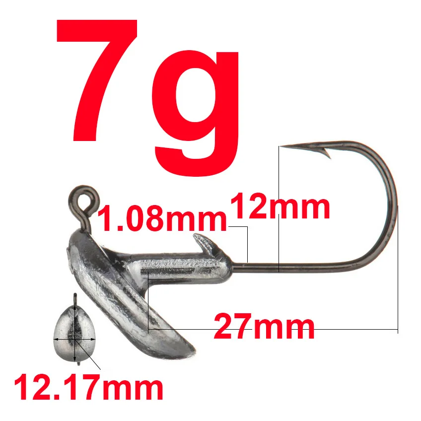7g Simpleyi, 5 шт., свинцовый крючок для ловли рыбы, 3,5 г, 5 г, 7 г, 10 г, 14 г, крючки для мягкой приманки, углеродистая сталь, рыболовный крючок - Цвет: 7g