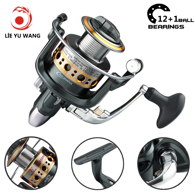 

Металлическая Рыболовная катушка Lieyuwang, 12 + 1 шарикоподшипников, катушка для спиннинга, Рыболовные катушки, катушка для ловли нахлыстом, фиде...