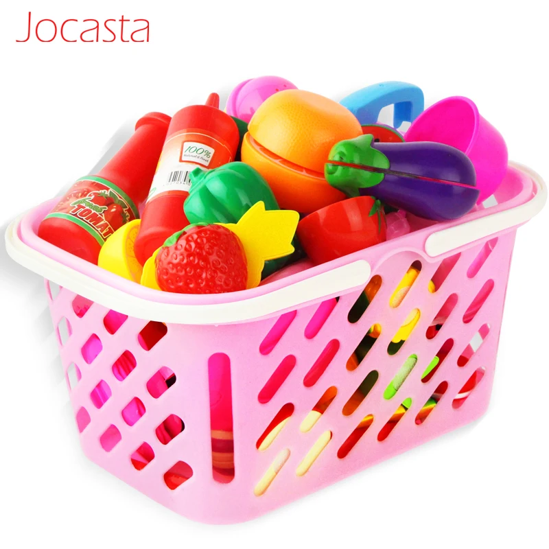 

49Pcs Miniature Kitchen Food Fruit Vegetable Cutting Toys Cook Cosplay Educational Toys Safety Kids Kitchen Toys For Children ]