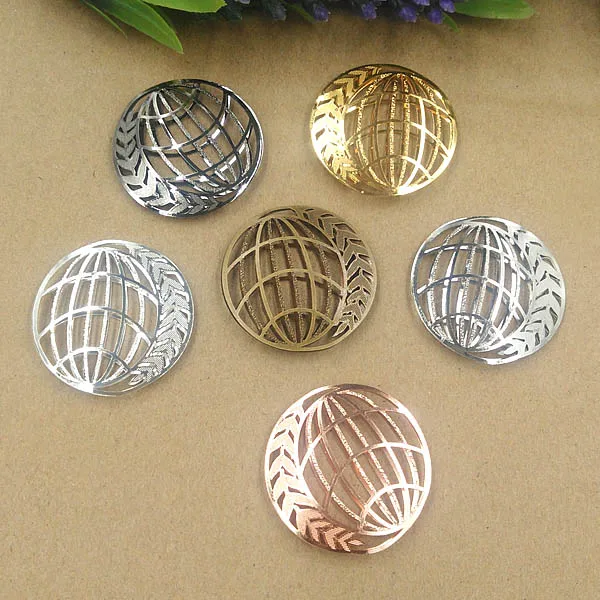 35 мм винтажное круглое украшение с цветком и филигранью для создания украшений и аксессуаров для волос Bu Yao из металла, с креплением для подвески, мультицветное.
