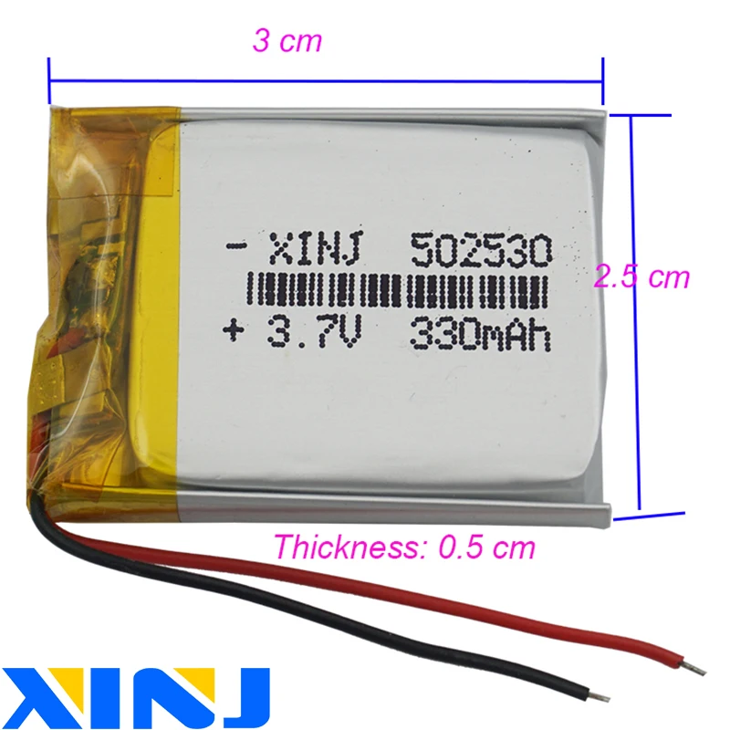 XINJ 5 шт. 3 7 в 330 мАч литий полимерный аккумулятор lipo cell 502530 для mp3 bluetooth наушники