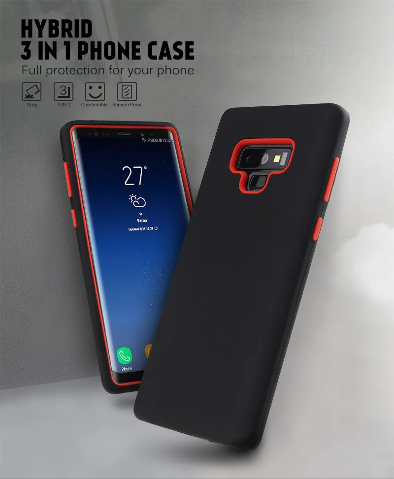 Для samsung Galaxy note9 s9 s9plus силиконовый ударопрочный чехол 360 градусов твердый матовый антидетонационный Гибридный Броня Защита всего тела