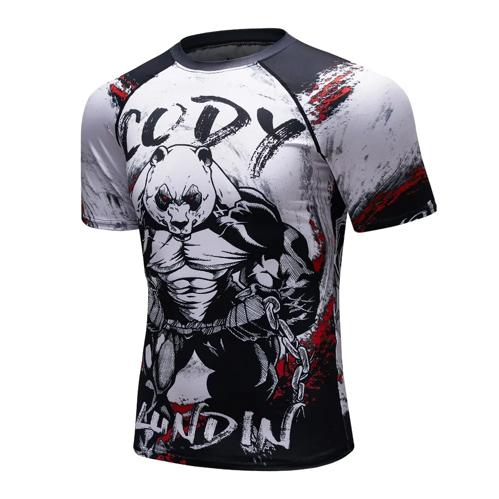 2018 новая компрессионная рубашка Рашгард короткий рукав 3D принт BJJ Jiu Jitsu Футболка