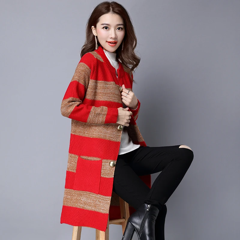 Осенне-зимний кардиган свитер пальто длинный с длинными рукавами для девочек