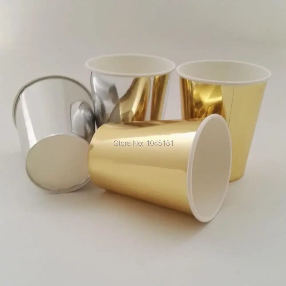 Ipalmay Золотая фольга Питьевая Посуда одноразовые бумажные стаканчики соломинки