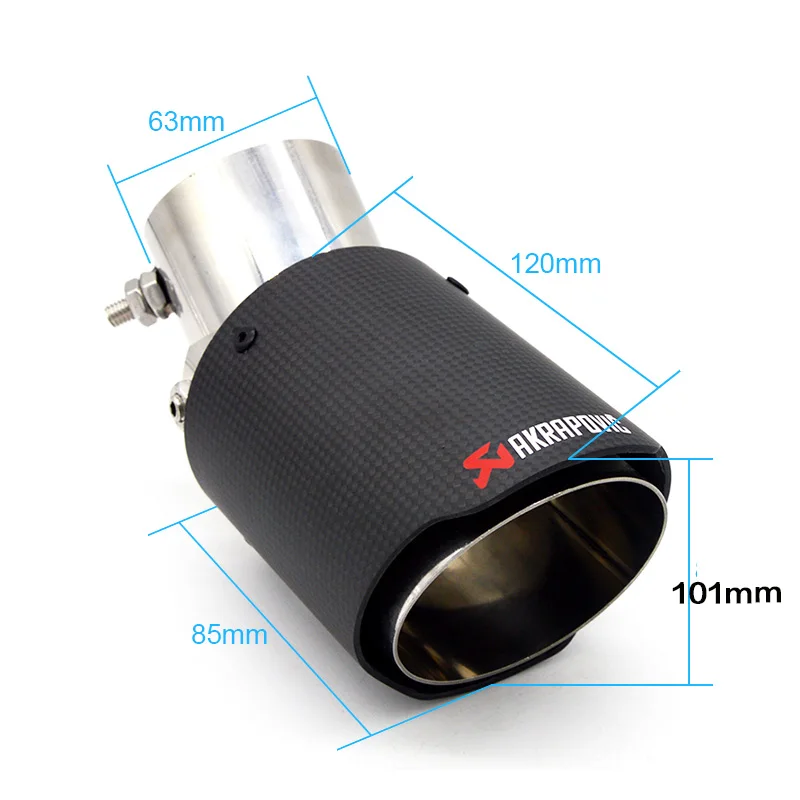 B Style 63mm 101mm 1 шт. карбоновый автомобильный глушитель наконечник трубы для Akrapovic Buick Fiat Citroen C4 C2 Mitsubishi Mazda 3 6 2 hyundai solaris i30 - Цвет: B Style 63mm 101mm