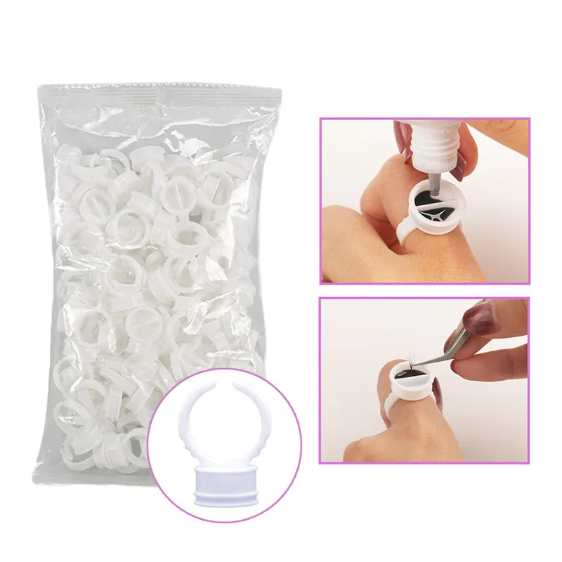 100pcs Makeup Disposable Eyelash Extension Glue Rings Adhesive Tattoo Pigment Well Holder #43369 | Красота и здоровье