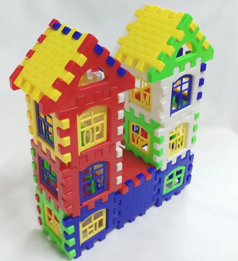 

Children's Educational Enlightenment Square Plastic Inserted Building Block House Assembly Kindergarten Early Education Toys