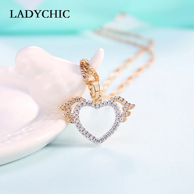 Женское романтическое ожерелье LADYCHIC с подвеской в виде сердца украшенное