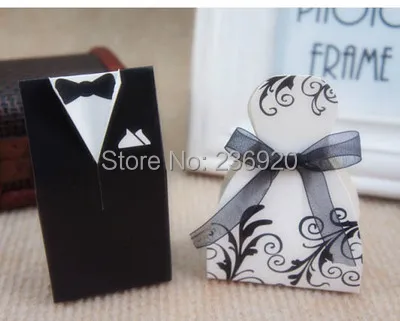 

50pcs Groom Candy Boxes + 50 pcs Bride Candy Boxes Romatic Couple Candy Boxes 100pcs/lot Wedding Favor Gift Boxes