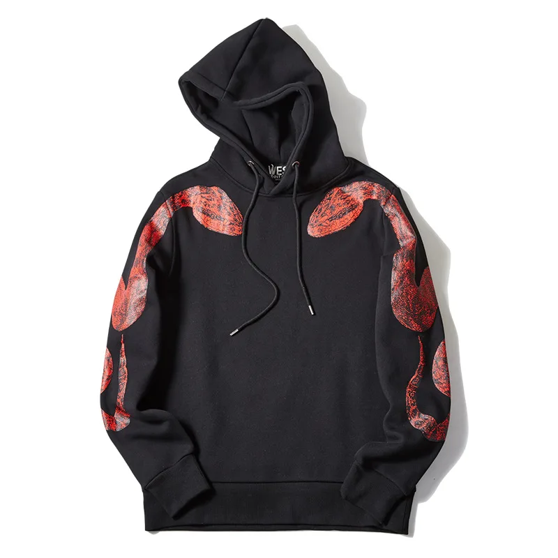 

Новинка 19ss мужские новые толстовки с двойным рукавом красная змея джентльменская толстовка с капюшоном толстовки бархатный хлопковый утеп...