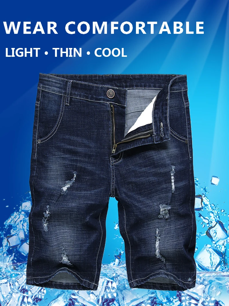 Men's Denim Shorts Good Quality Short Jeans Men Cotton Solid Straight Short Jeans Male Blue Casual Short Jeans High Quality