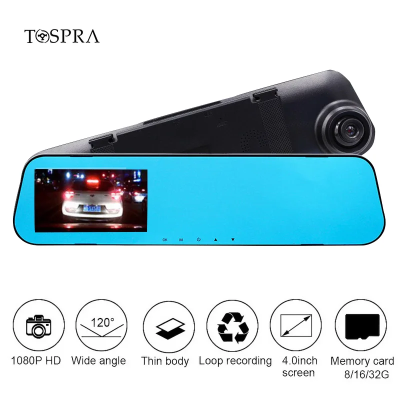 Автомобильный видеорегистратор TOSPRA 4 0 дюйма Full HD 1080P камера заднего вида с