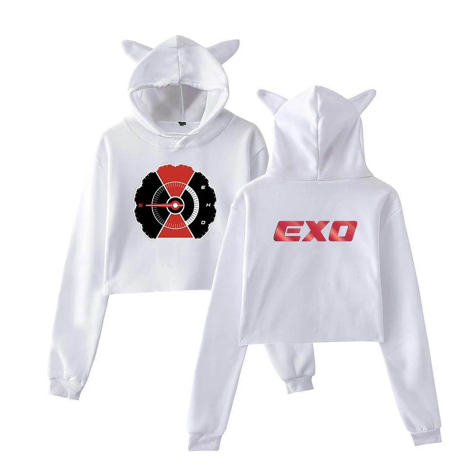 Женская толстовка с капюшоном EXO Kpop Повседневная Толстовка длинными рукавами и